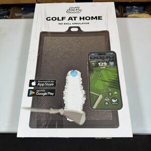 Golf Daddy At Home No Ball Simulator Mat Phone Stand Indoor Game Modes Training